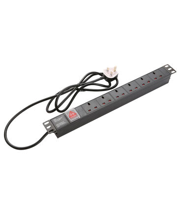 Industrial Power Distribution Unit UK Socket 1U Height Aluminium Alloy 8 Sockets & 6 Outputs 250V AC 13A