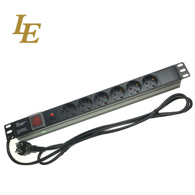 Vertical Aluminum PDU 12ways EU/Schuko PDU Black 19Inch Horizontal 6ways 8outlets Schuko Germany Type Power Distribution Unit IT Network Cabinet Smart Socket PDU with Switch 3x1.5mm² 2M Long
