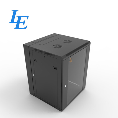 6U 9U 12U 15U 18U RAL9004 블랙 스윙 아웃 더블 섹션 월 마운트 서버 캐비닛 랙 장치 600mm 유리 문