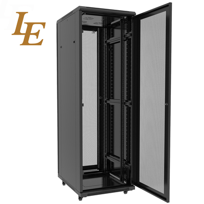 19인치 42U 600x600mm 고 환기 데이터센터 서버 랙 듀얼 오픈 슬라이드 도어 핸들 잠금 RAL9004 블랙 IT 인프라 캐비닛