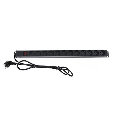 수직 알루미늄 PDU 12구 EU/Schuko PDU 블랙 19인치 수평 6구 8아웃렛 Schuko 독일형 전력 분배 장치 IT 네트워크 캐비닛 스위치 포함 스마트 소켓 PDU 3x1.5mm² 2M 길이