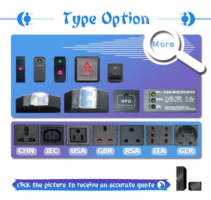19 인치 알루미늄 블랙 IEC 타입 6 웨이스 8 소재 C13 C14 전력 분배 장치 16Amp / 32Amp 코맨도 플러그와 함께 IEC320 스마트 소켓 PDU가 제공됩니다 3